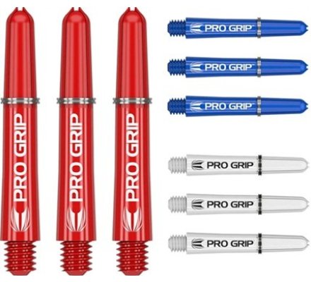Lot de 9 Tiges de flechettes Target Pro Grip Bleu Blanc Rouge  Short 